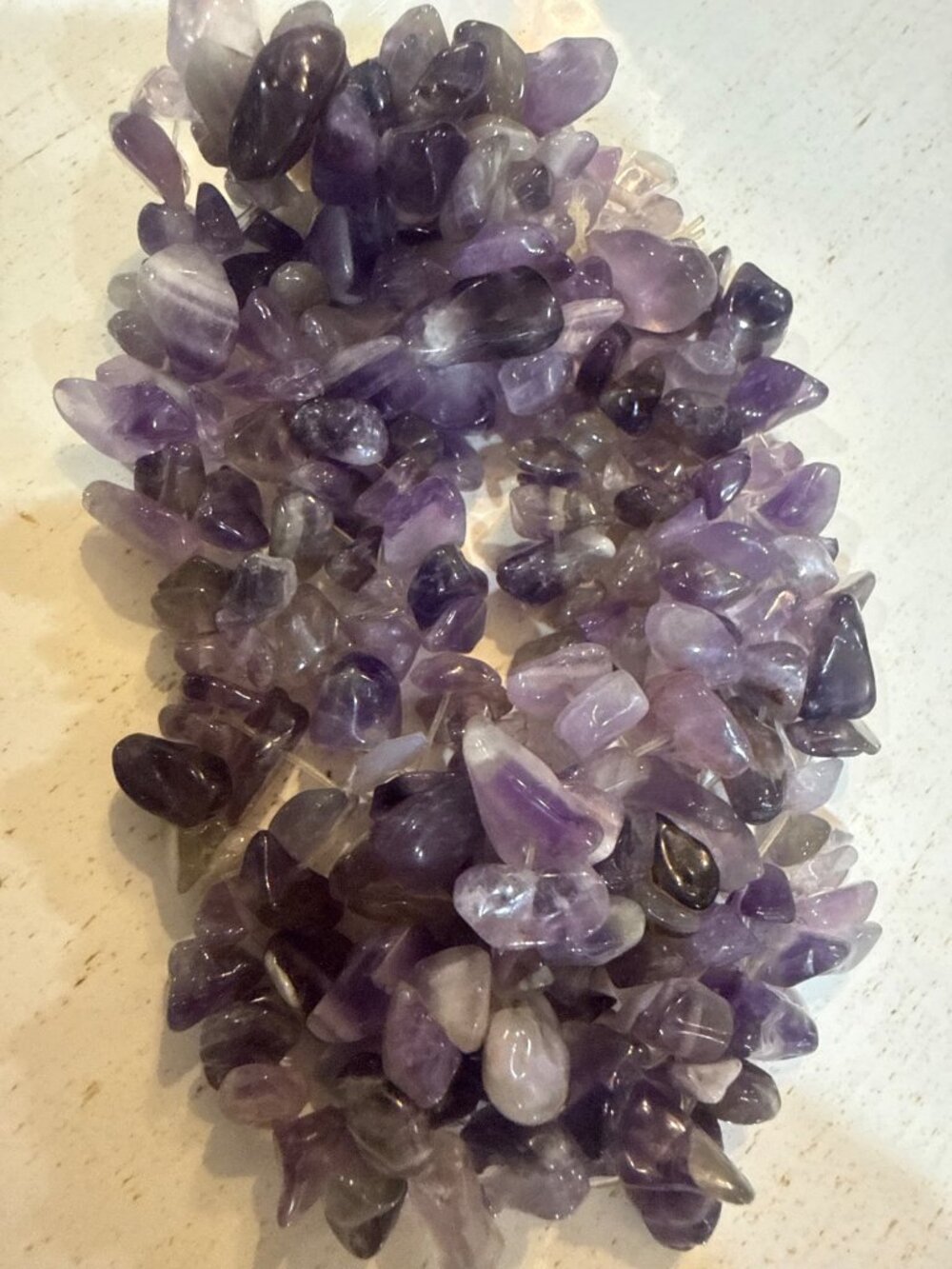 Amethyst Chip Stretch Bracelet - Elastic Band - Natural Purple Crystal Gemstone
